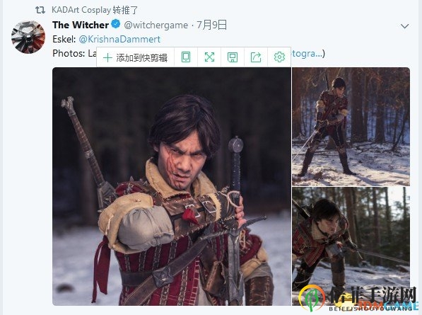 《巫师3》艾斯卡尔Cos惊艳亮相，特莉丝点赞力压杰洛特