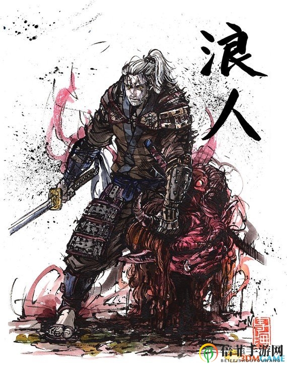 《巫师3》日式武士画风展，白狼与威廉造型对比引人注目